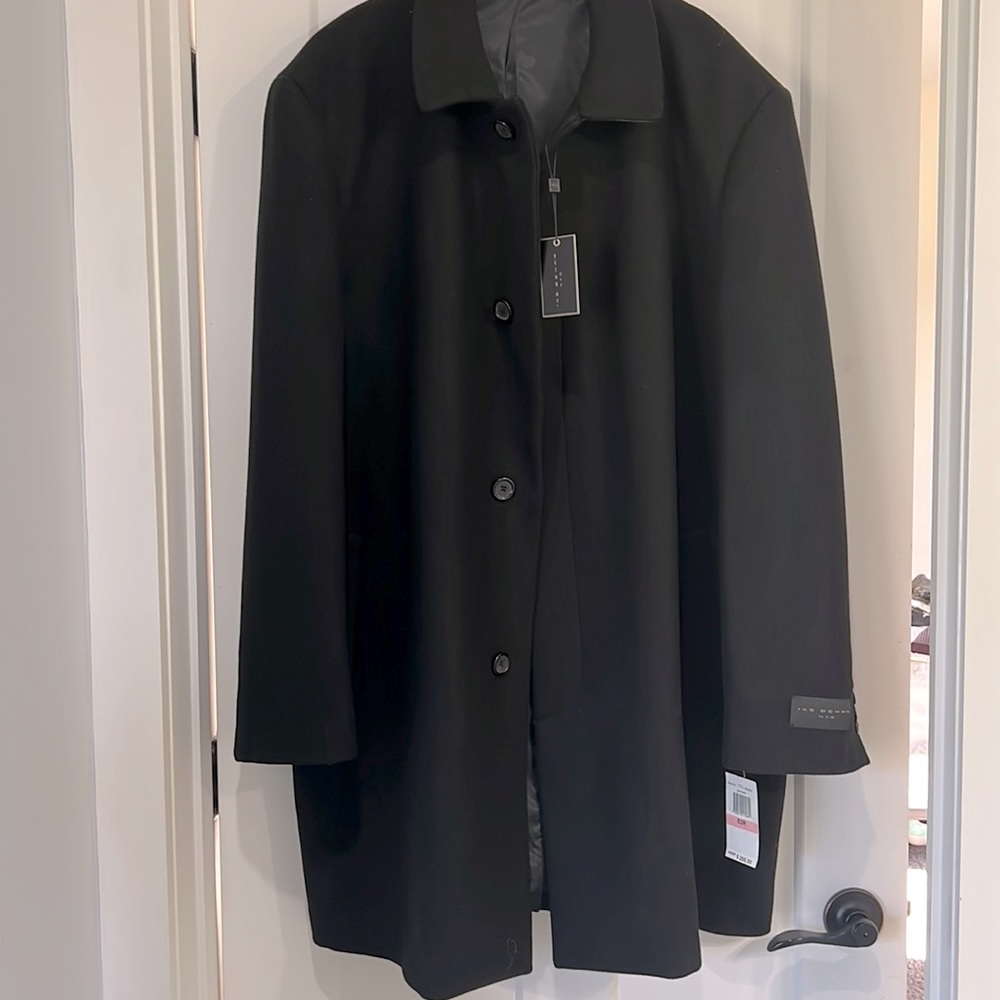 Men’s designer wool coat, pockets. Size 52R (5xl)